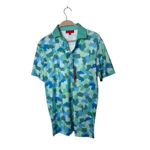 NEW Redvanly Polo Shirt "Dawson" Blue White Camo Malibu Golf Mens Size Small
